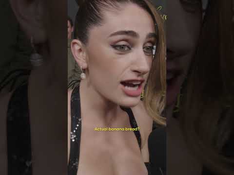 Surprising Rachel Sennott with banana bread at the red carpet. #ILoveLA #RachelSennott