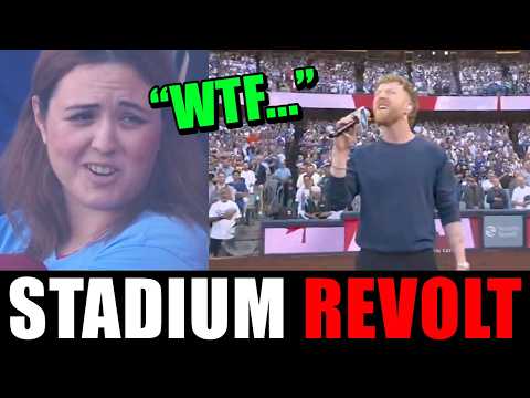 The entire stadium HATED this woke singer lol
