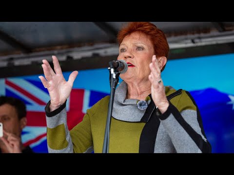 Pauline Hanson heckled during Victorian migration protest