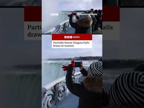 Partially frozen Niagara Falls draws in tourists. #NiagaraFalls #Ontario #Canada #Winter #BBCNews