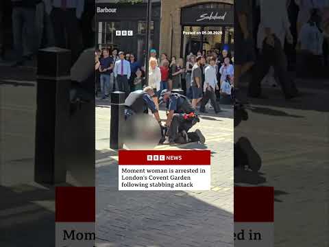 Moment woman is arrested in London’s Covent Garden following stabbing attack. #BBCNews